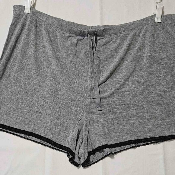 Secret Treasures - Women’s Gray Lounge Shorts with Lace Trim - Picture 1 of 3